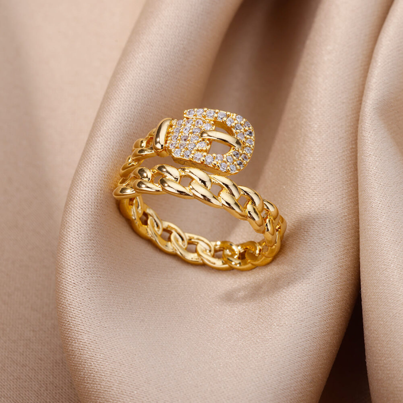 Goldfarbener Edelstahlring für Frauen - Mein Shop