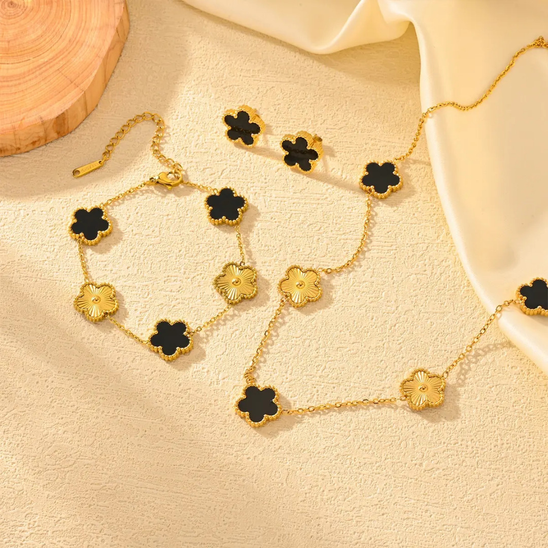 Vintage Gold Shell Flower Jewelry Set - Mein Shop