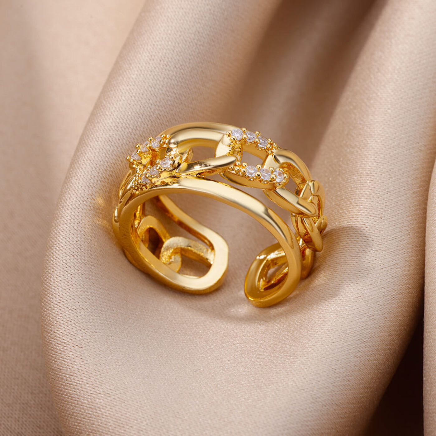 Goldfarbener Edelstahlring für Frauen - Mein Shop