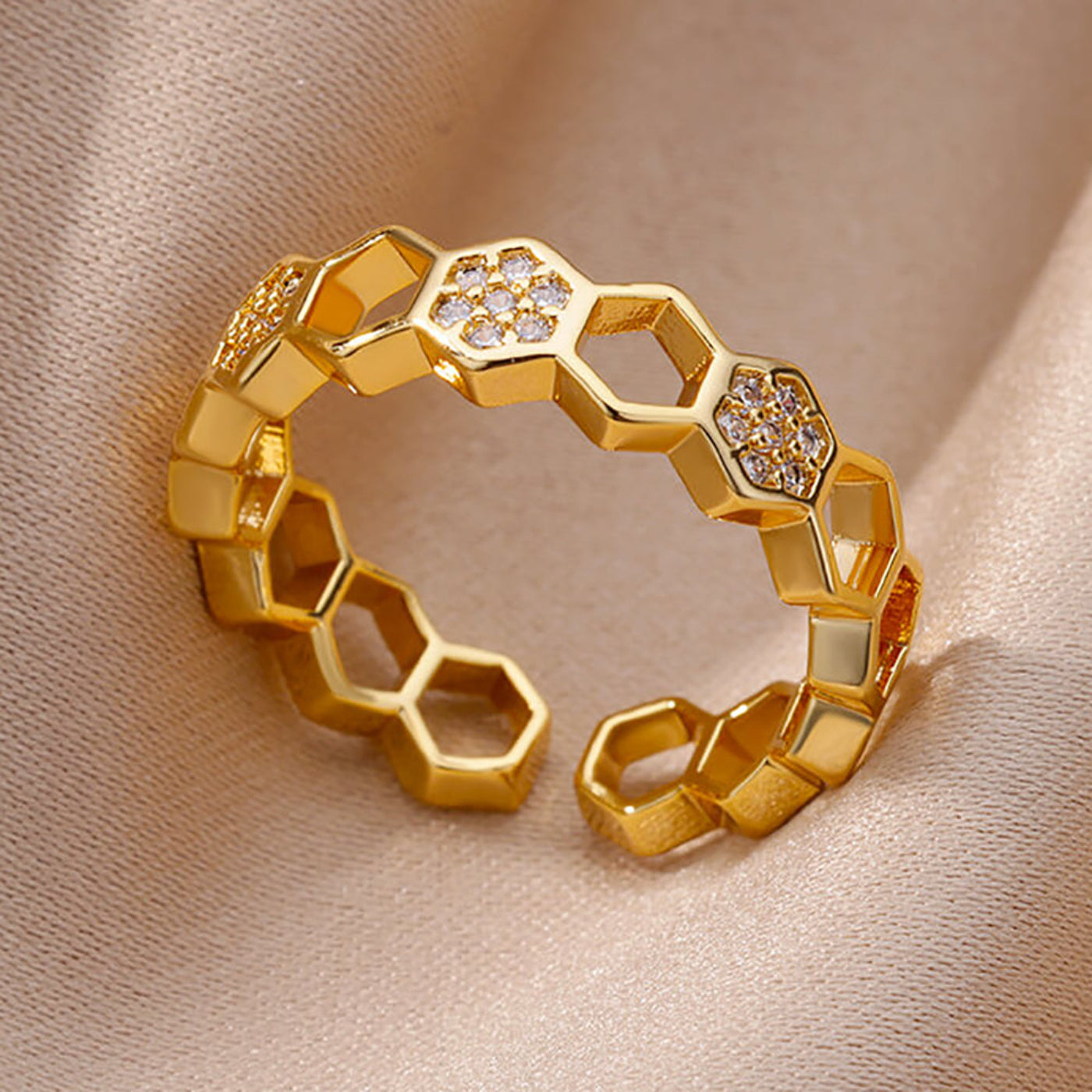 Goldfarbener Edelstahlring für Frauen - Mein Shop