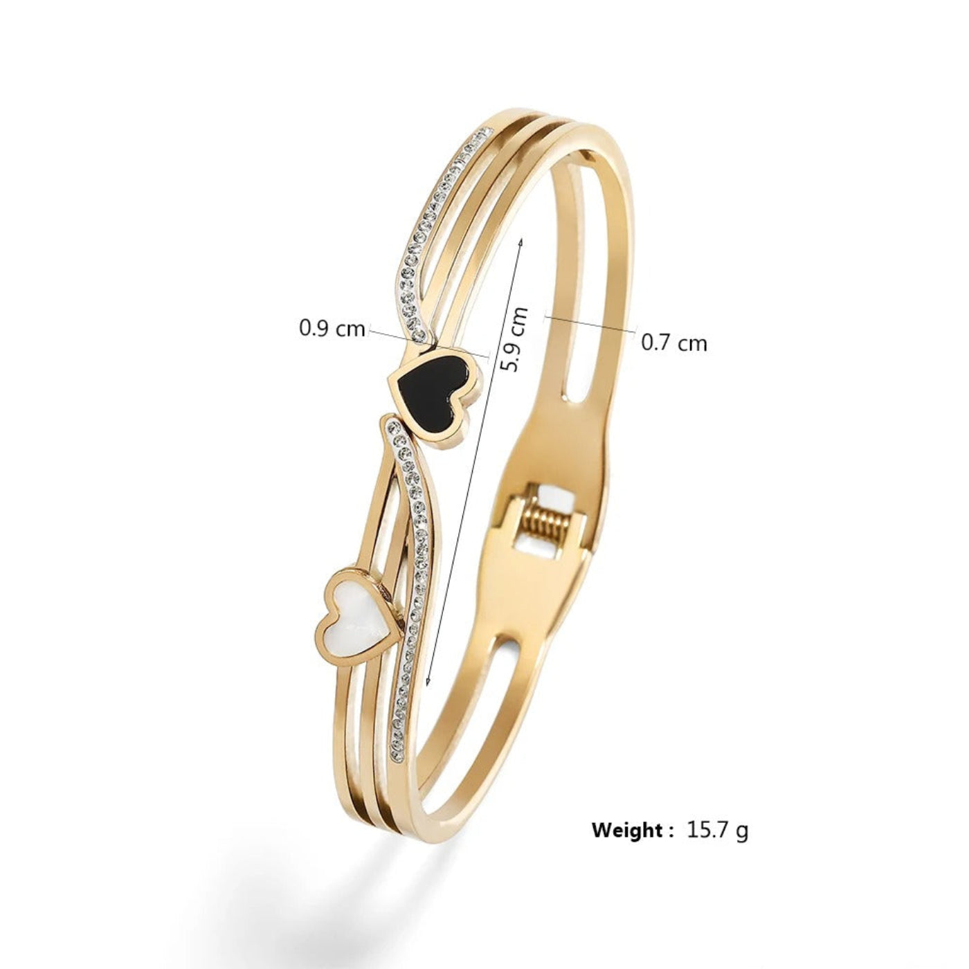 Elegantes Damen Armband aus Edelstahl mit schwarzem Herz | Wasserfest - Mein Shop