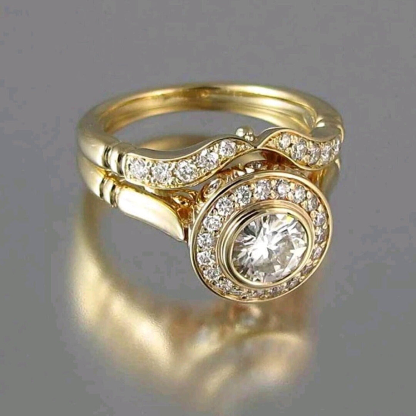 2 Stücke Ring Eingelegt Glänzend Kubischem Zirkonia 18K Vergoldung - Mein Shop
