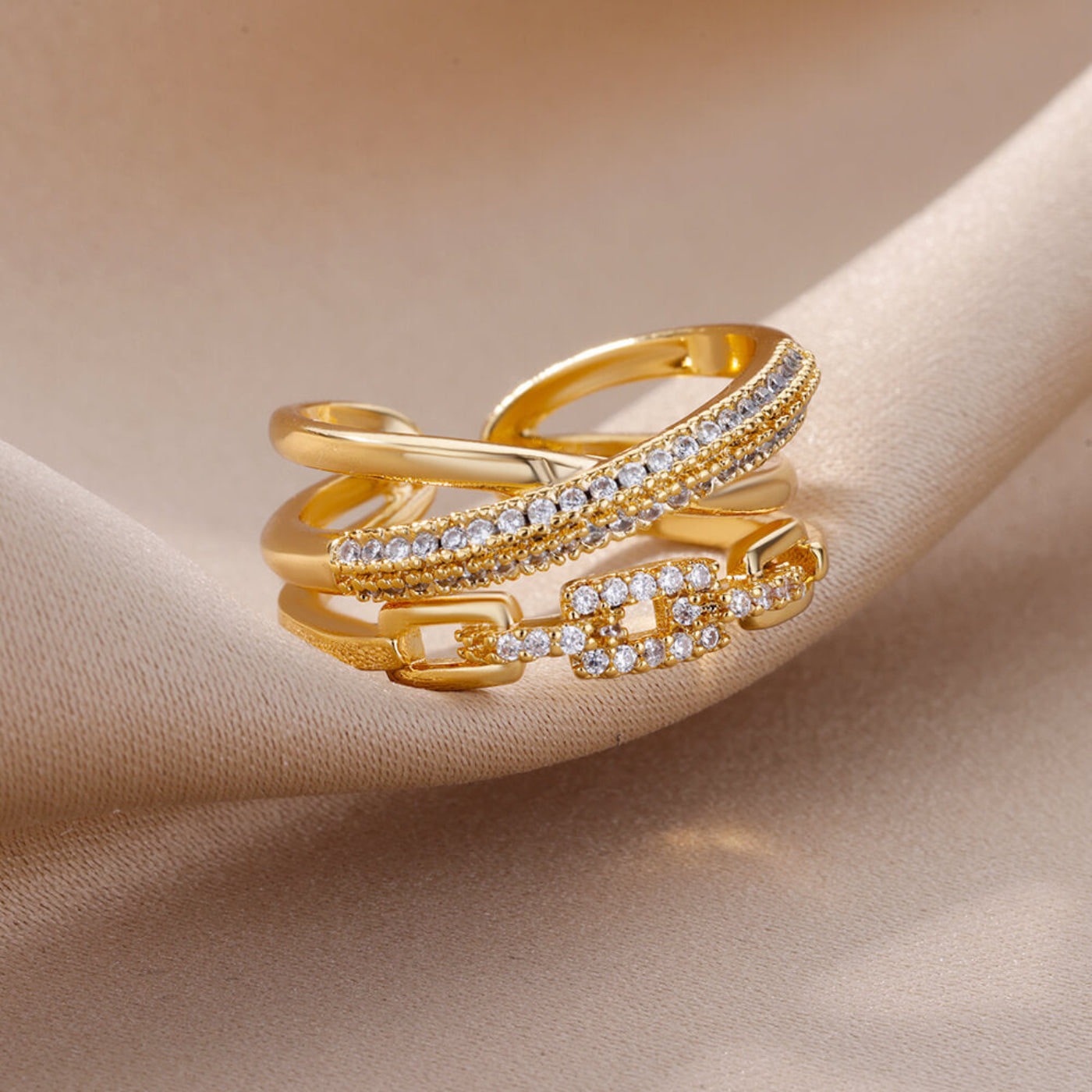 Goldfarbener Edelstahlring für Frauen - Mein Shop