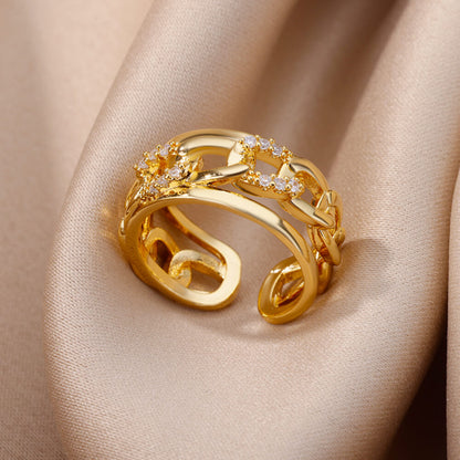 Goldfarbener Edelstahlring für Frauen - Mein Shop
