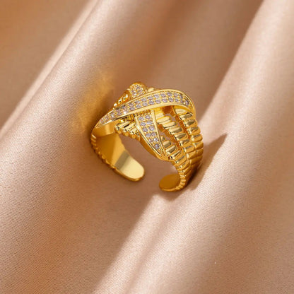 Goldfarbener Edelstahlring für Frauen - Mein Shop