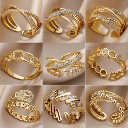 Goldfarbener Edelstahlring für Frauen - Mein Shop