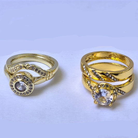 2 Stücke Ring Eingelegt Glänzend Kubischem Zirkonia 18K Vergoldung - Mein Shop