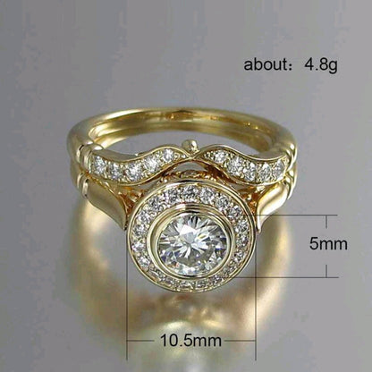 2 Stücke Ring Eingelegt Glänzend Kubischem Zirkonia 18K Vergoldung - Mein Shop