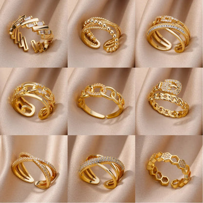Goldfarbener Edelstahlring für Frauen - Mein Shop