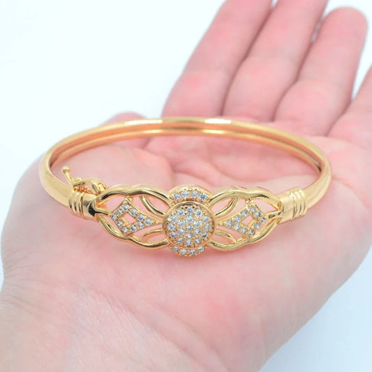 Eleganter Damen Armreif mit Blumen-Design - Vergoldet mit Zirkonia - Mein Shop