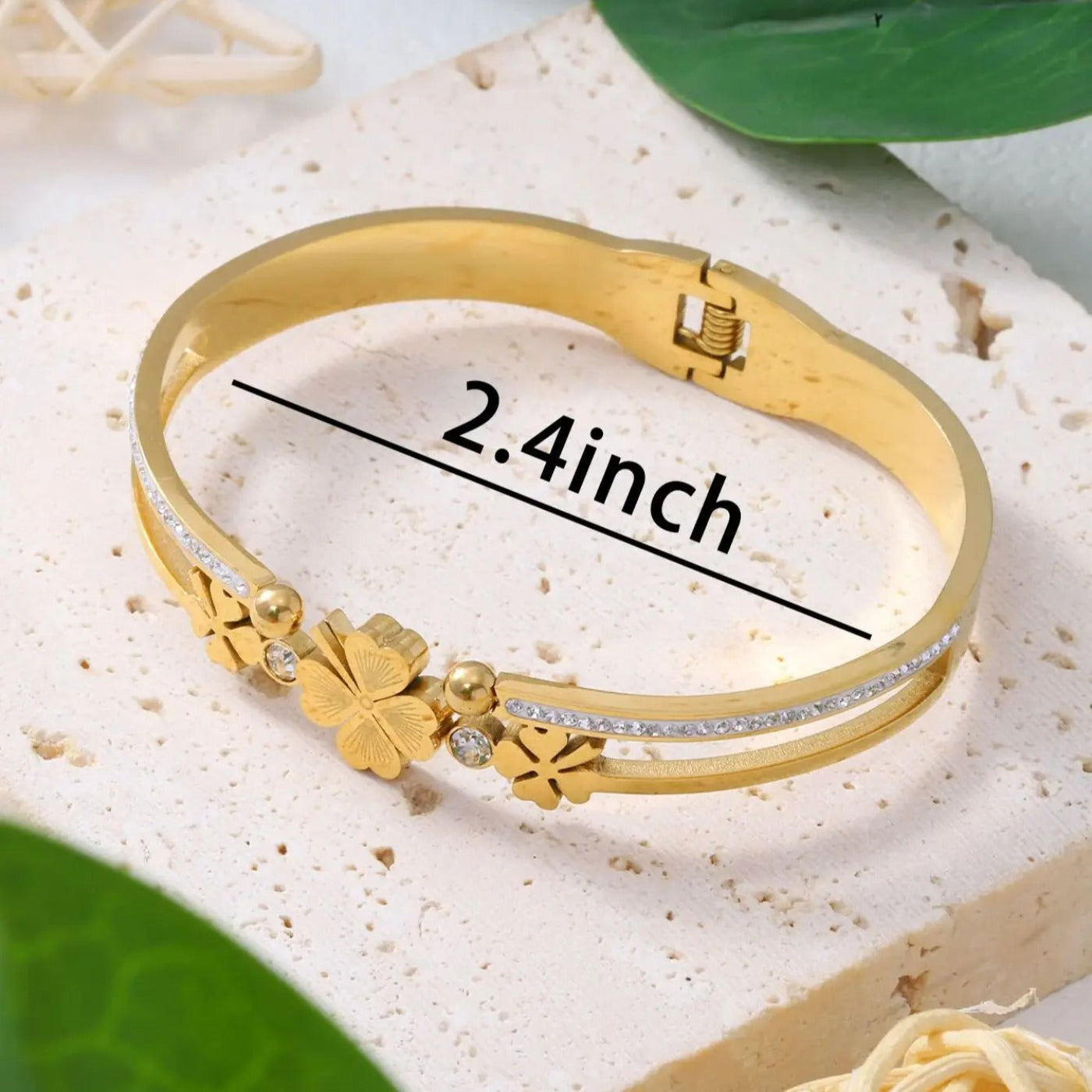 Elegantes Damen Armband mit Kleeblatt-Design - Edelstahl mit Zirkonia - Mein Shop