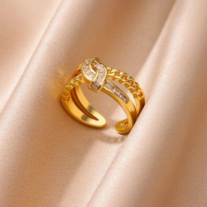 Goldfarbener Edelstahlring für Frauen - Mein Shop