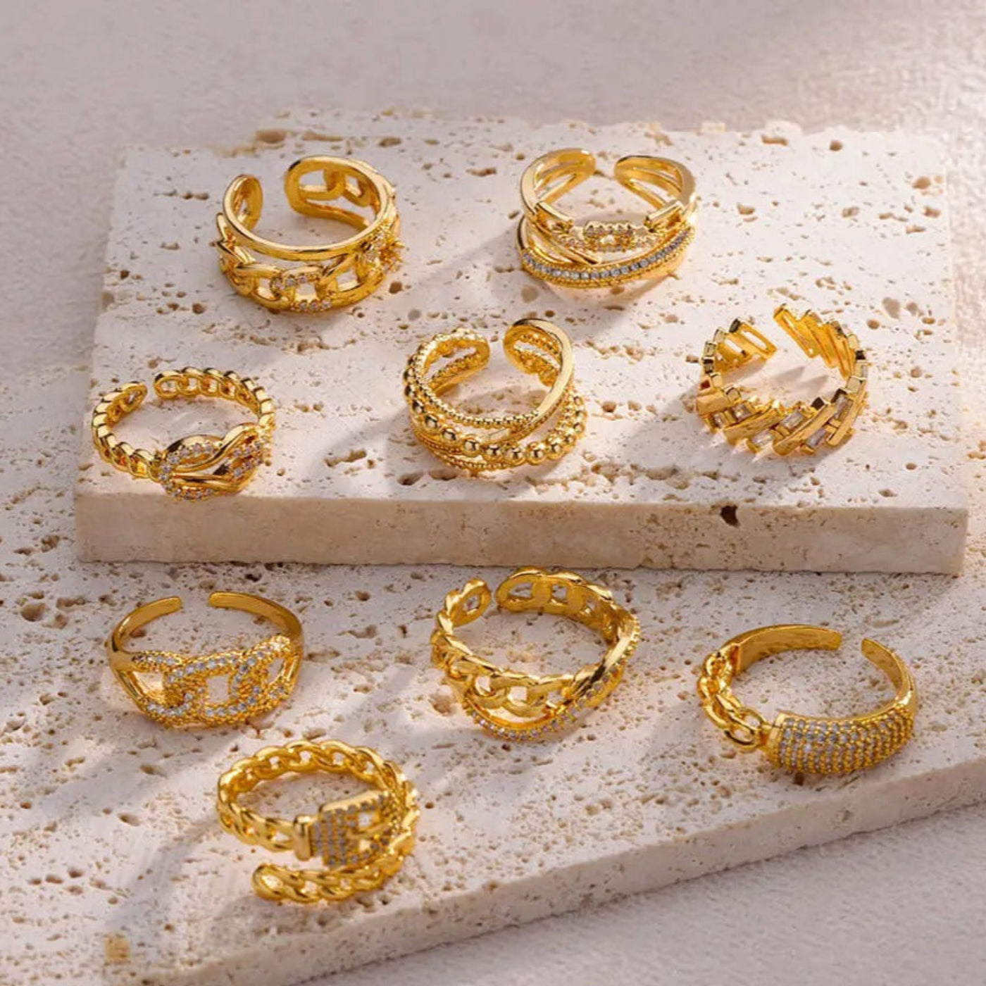 Goldfarbener Edelstahlring für Frauen - Mein Shop