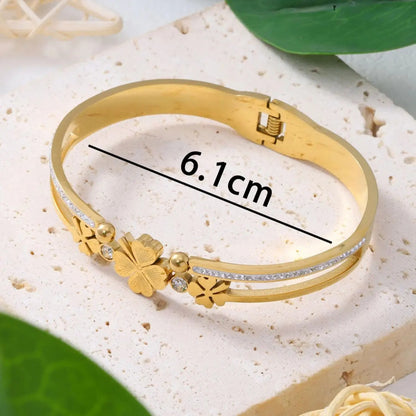 Elegantes Damen Armband mit Kleeblatt-Design - Edelstahl mit Zirkonia - Mein Shop