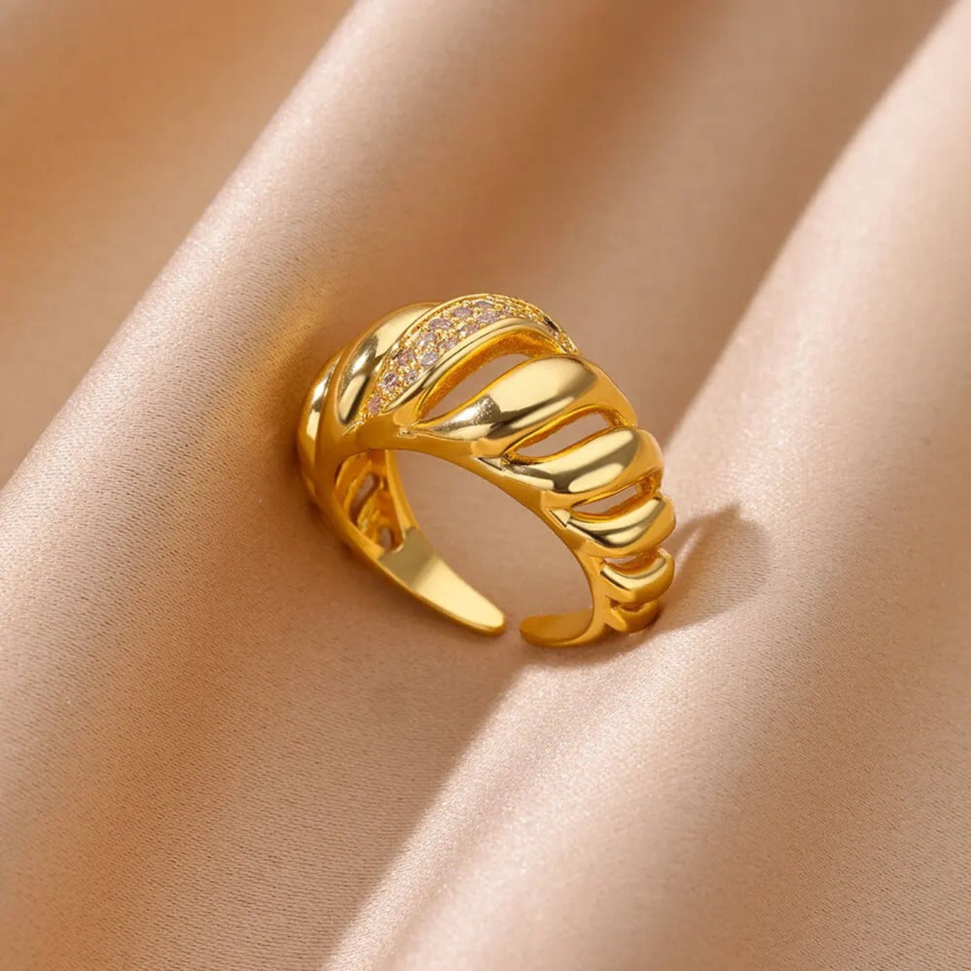Goldfarbener Edelstahlring für Frauen - Mein Shop